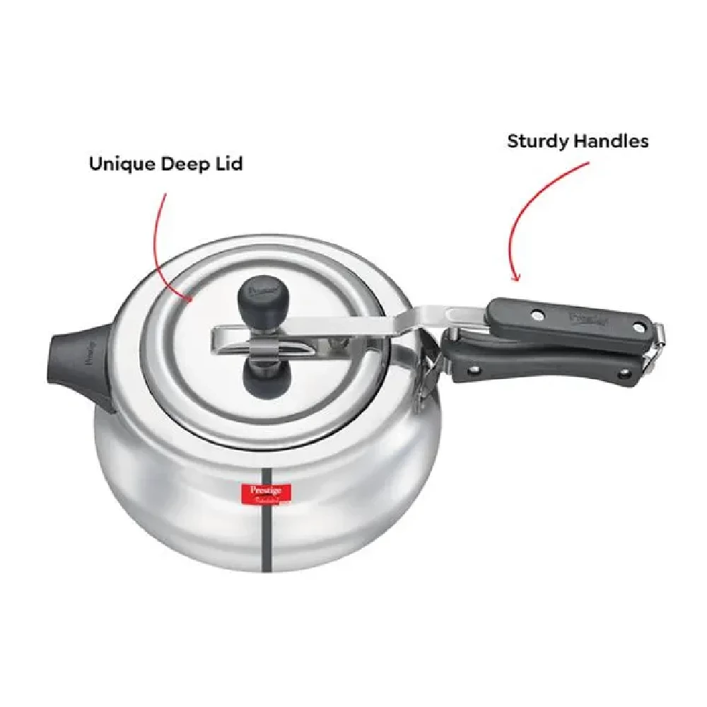 Prestige Nakshatra Plus Svachh Aluminium Spillage Control Handi Pressure Cooker - Silver, 5 l-3.webp